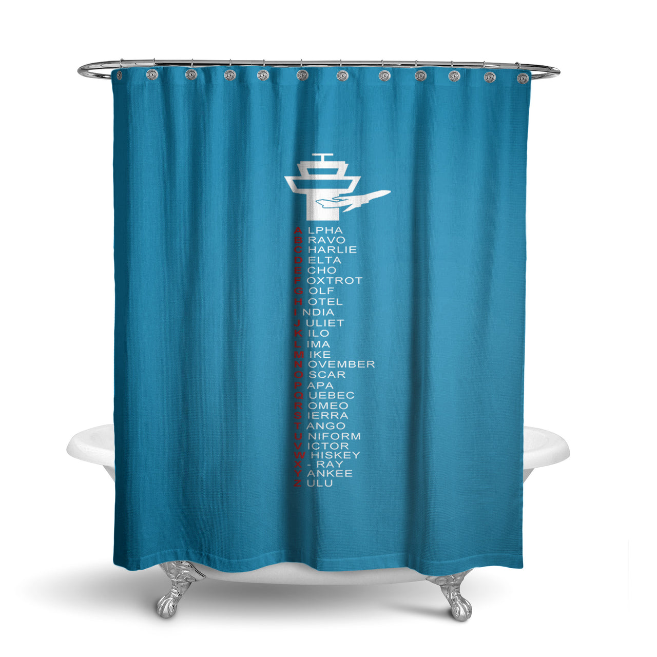 Aviation Alphabet Designed Shower Curtains
