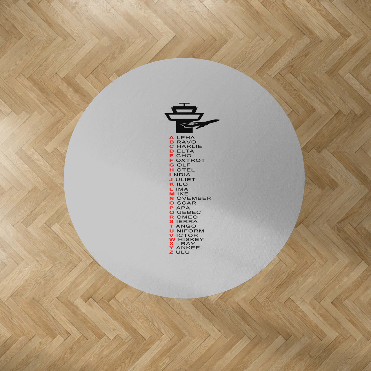 Aviation Alphabet Designed Carpet & Floor Mats (Round)