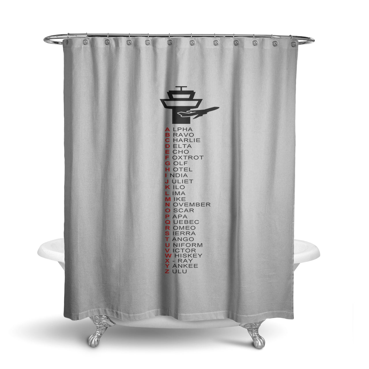 Aviation Alphabet Designed Shower Curtains