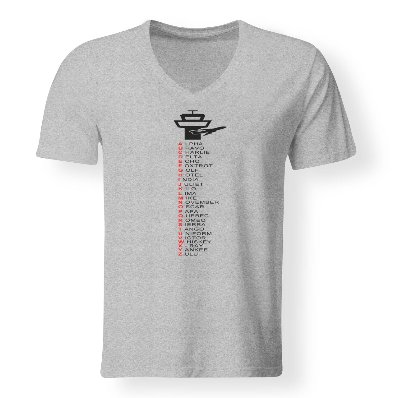 Aviation Alphabet Designed V-Neck T-Shirts