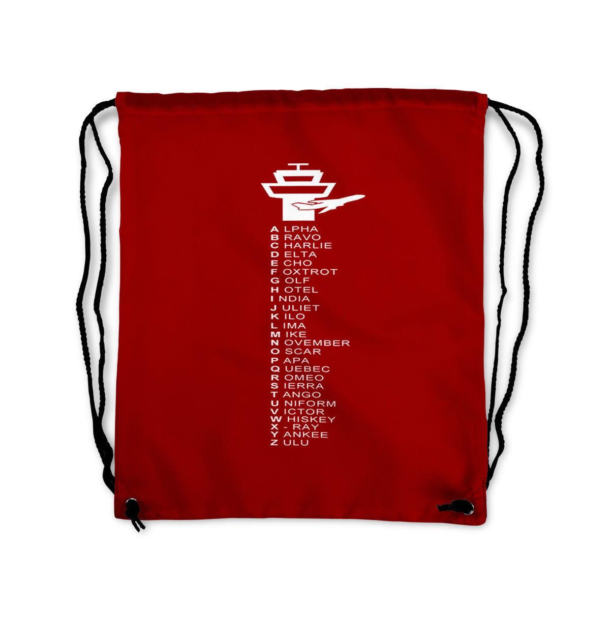 Aviation Alphabet Designed Drawstring Bags