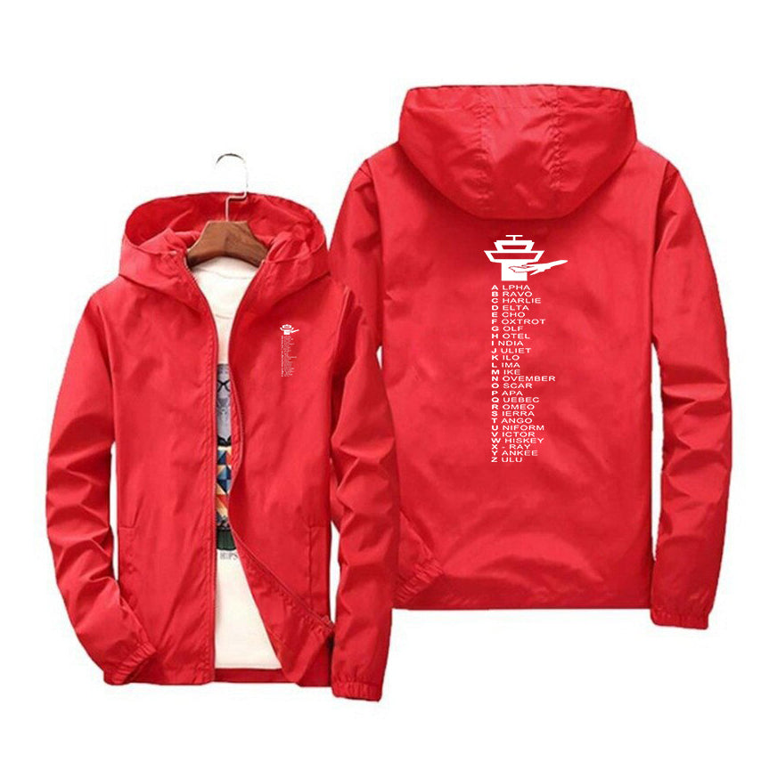 Aviation Alphabet Designed Windbreaker Jackets