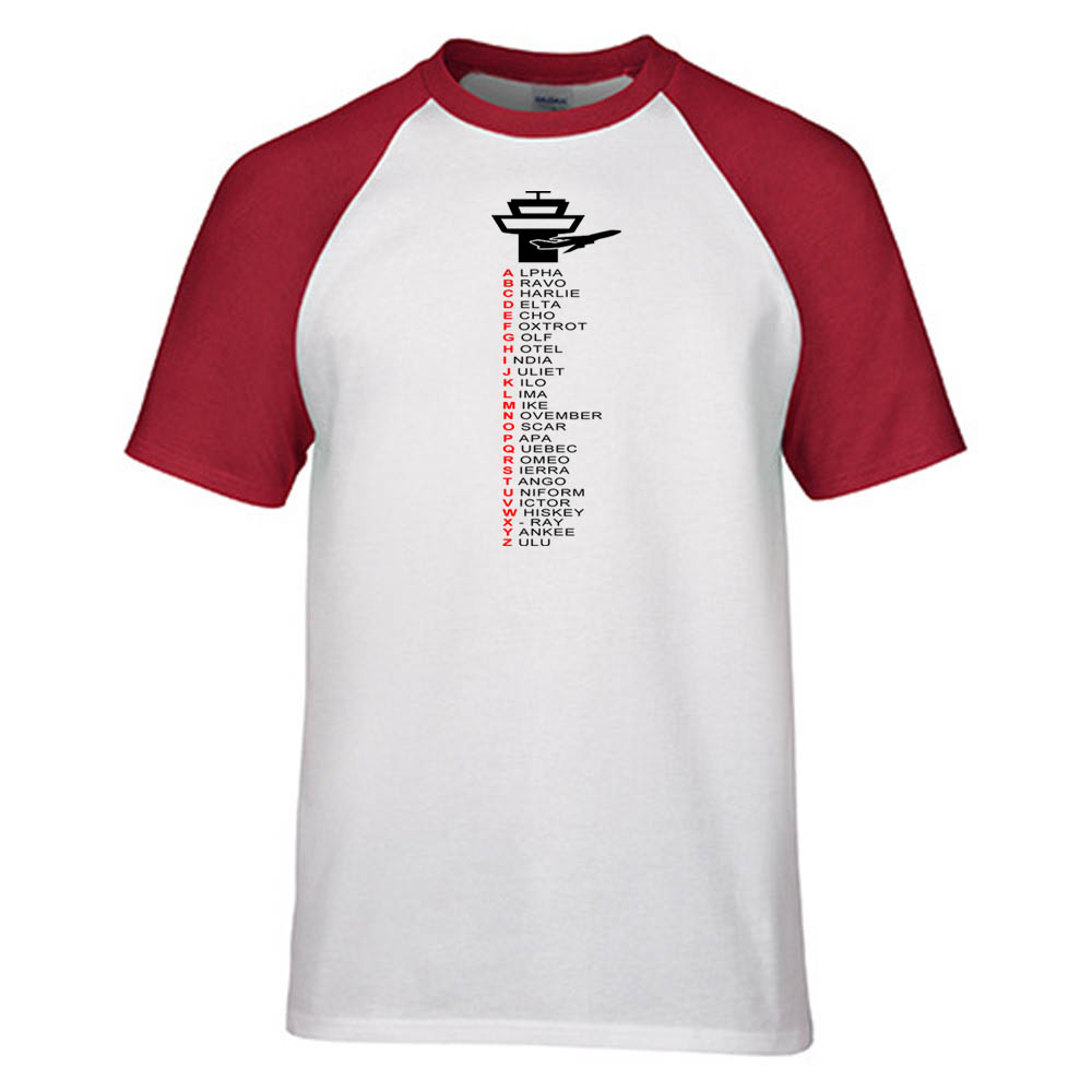 Aviation Alphabet Designed Raglan T-Shirts