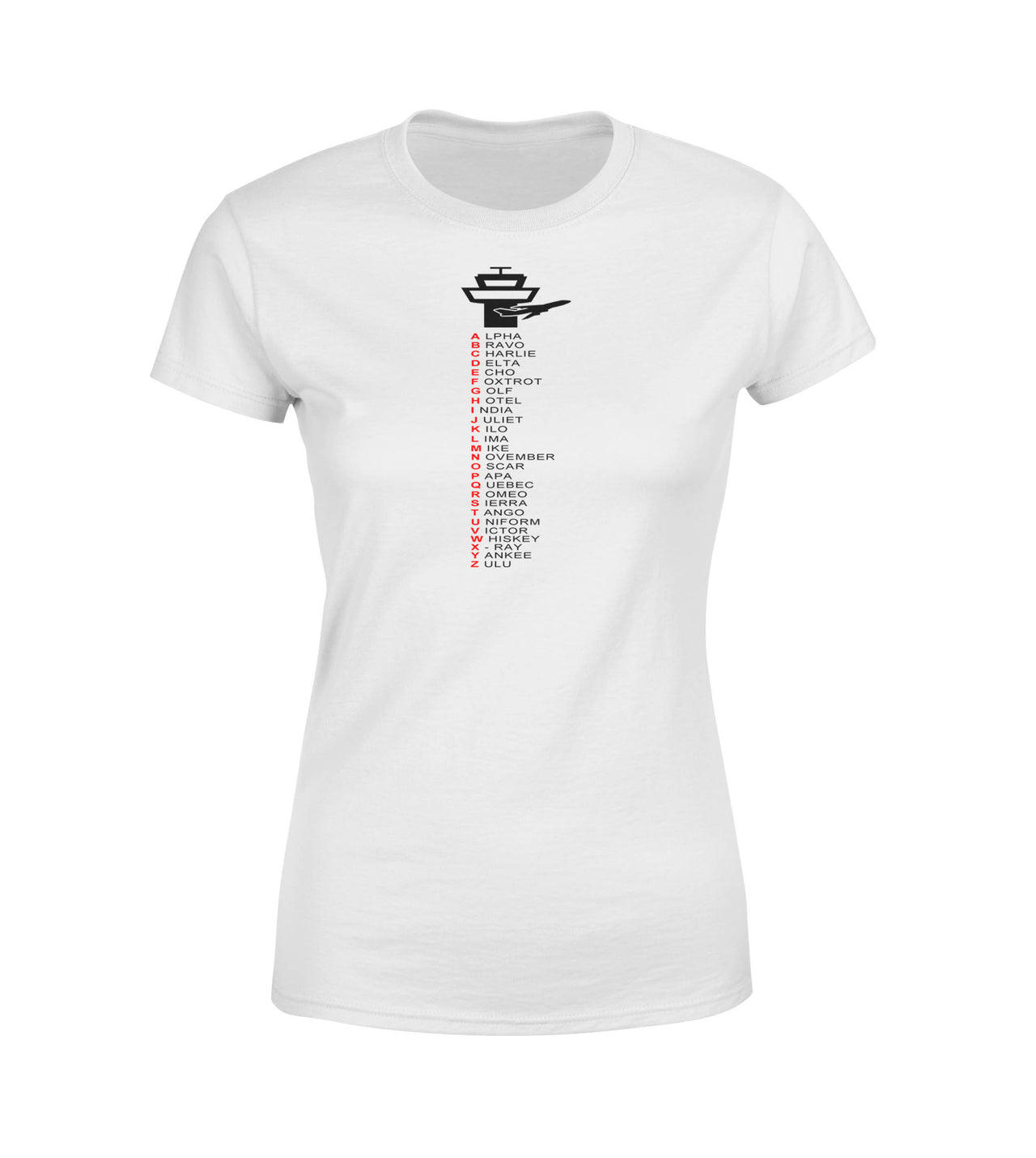 Aviation Alphabet Designed Women T-Shirts