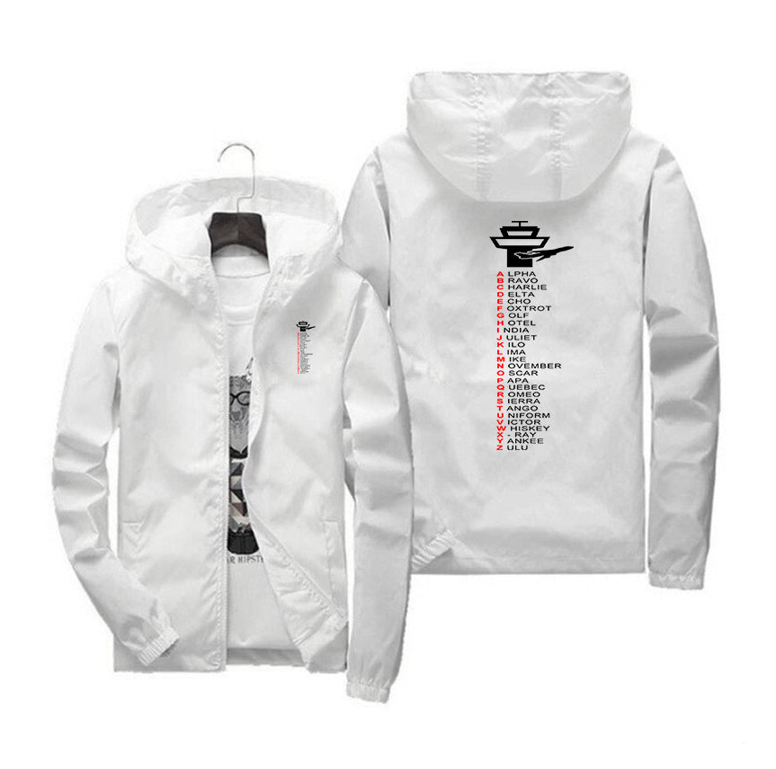 Aviation Alphabet Designed Windbreaker Jackets