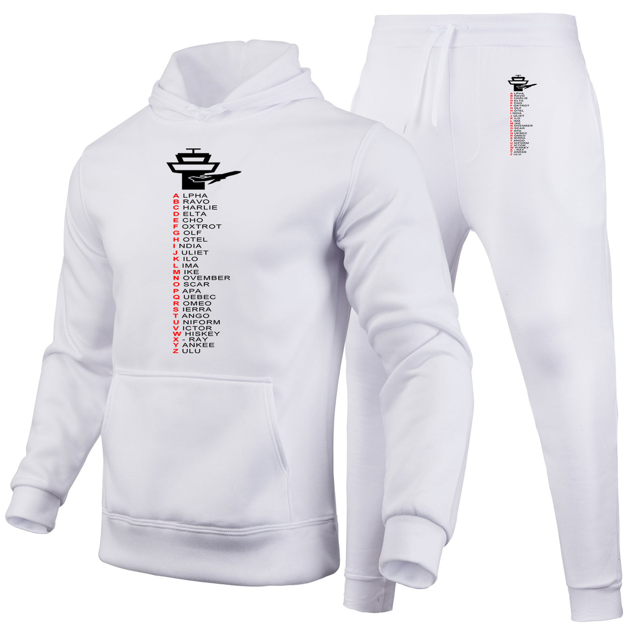 Aviation Alphabet Designed Hoodies & Sweatpants Set