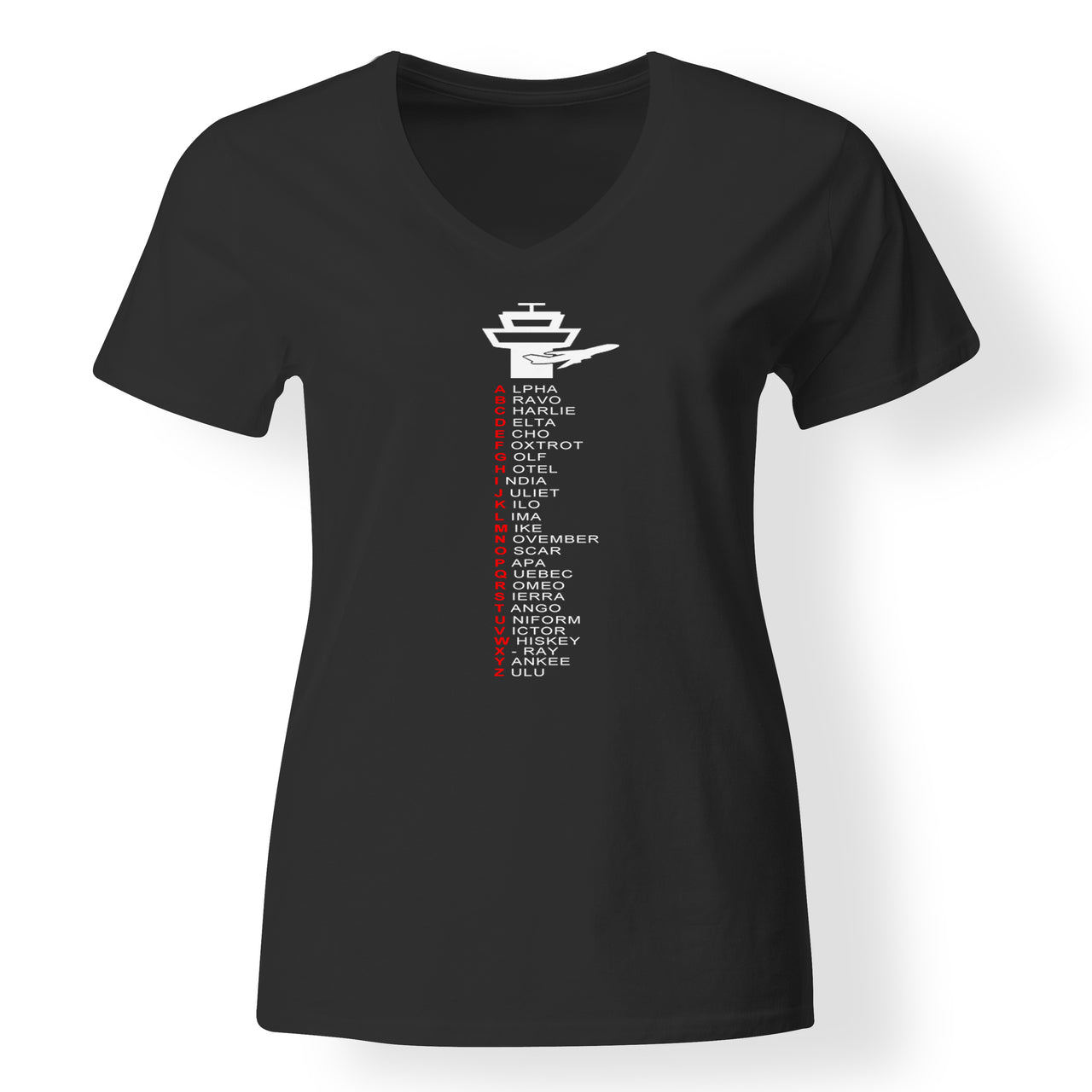 Aviation Alphabet Designed V-Neck T-Shirts