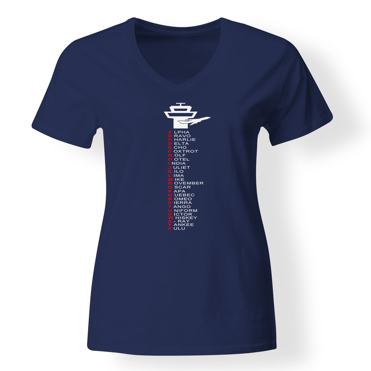 Aviation Alphabet Designed V-Neck T-Shirts