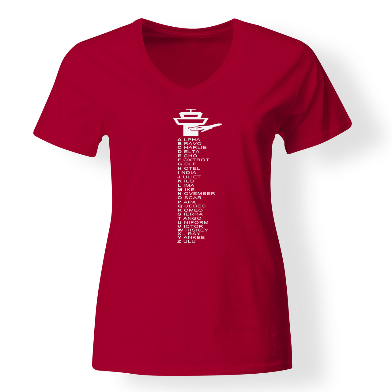 Aviation Alphabet Designed V-Neck T-Shirts