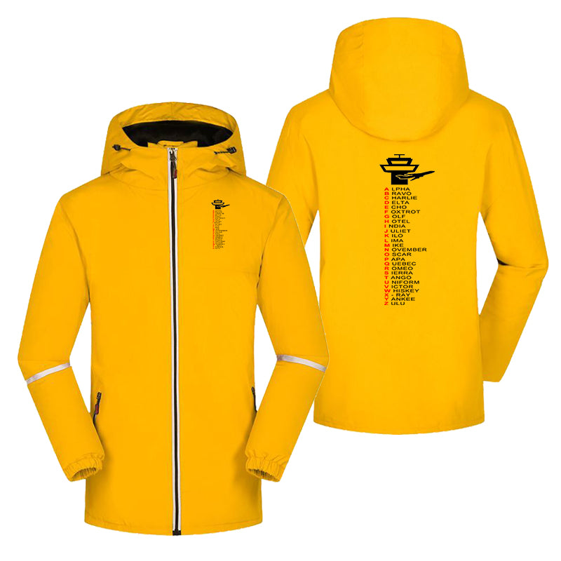 Aviation Alphabet Designed Rain Coats & Jackets