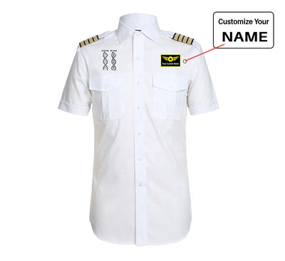 Aviation DNA aviation design printed on crisp poplin cotton pilot uniform shirt.