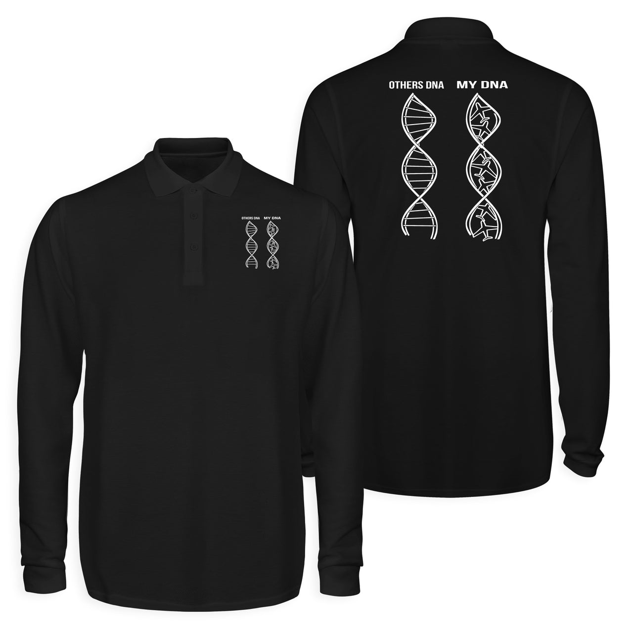 Aviation DNA Designed Long Sleeve Polo T-Shirts (Double-Side)