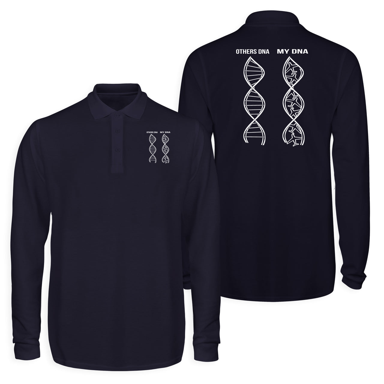 Aviation DNA Designed Long Sleeve Polo T-Shirts (Double-Side)