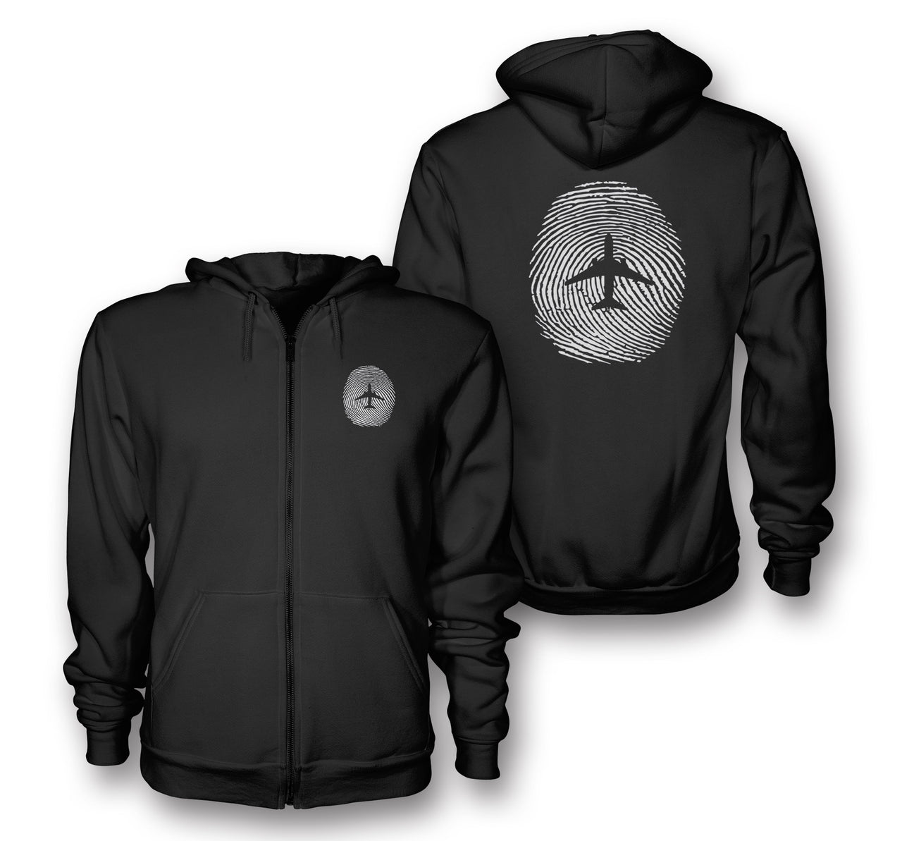 Aviation Finger Print Designed Zipped Hoodies