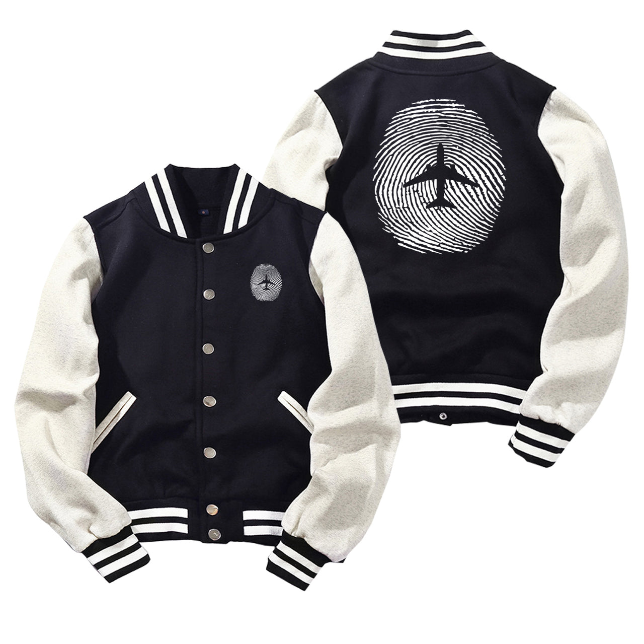 Aviation Finger Print Designed Baseball Style Jackets