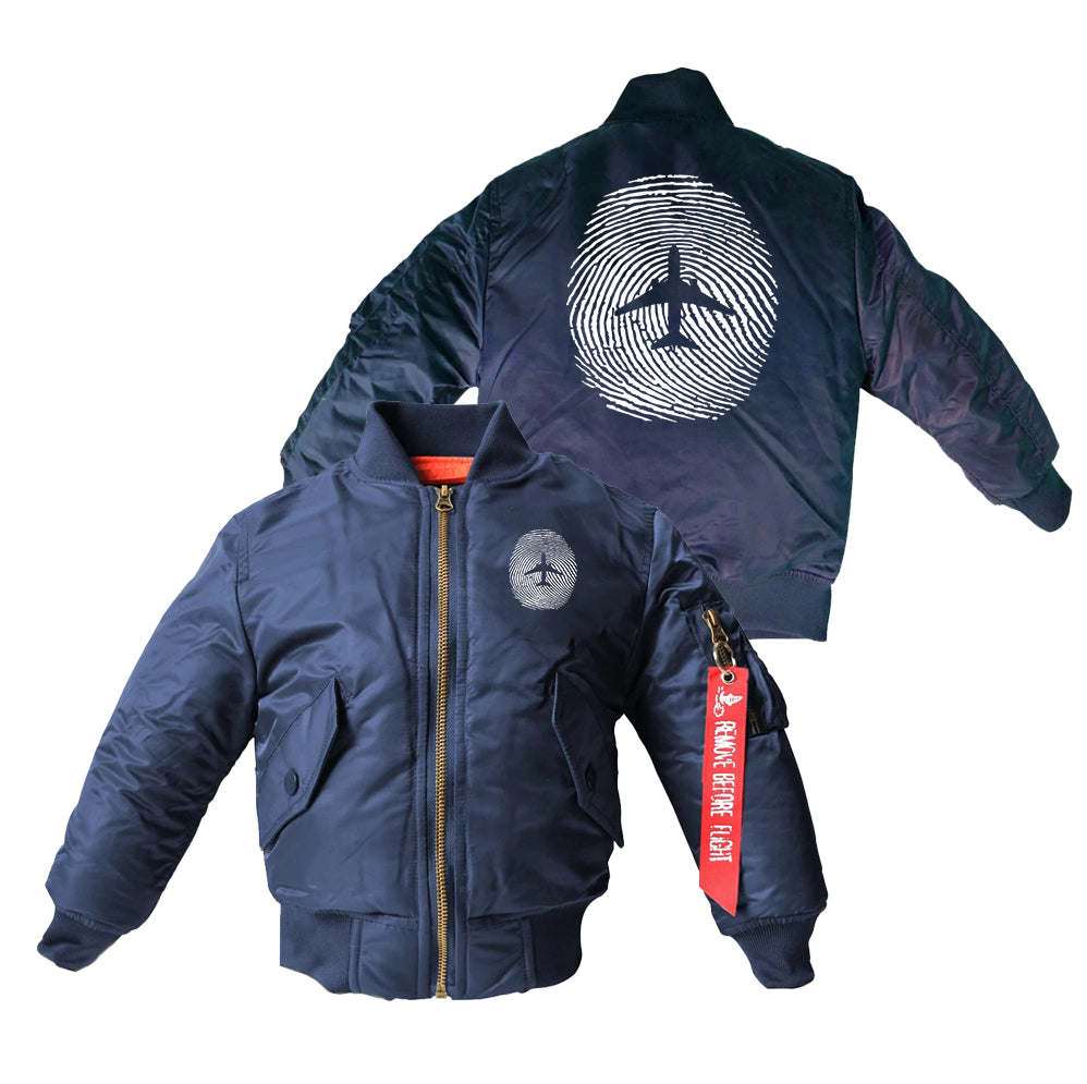 Aviation Finger Print Designed Children Bomber Jackets