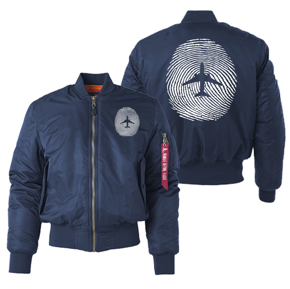 Aviation Finger Print Designed "Women" Bomber Jackets