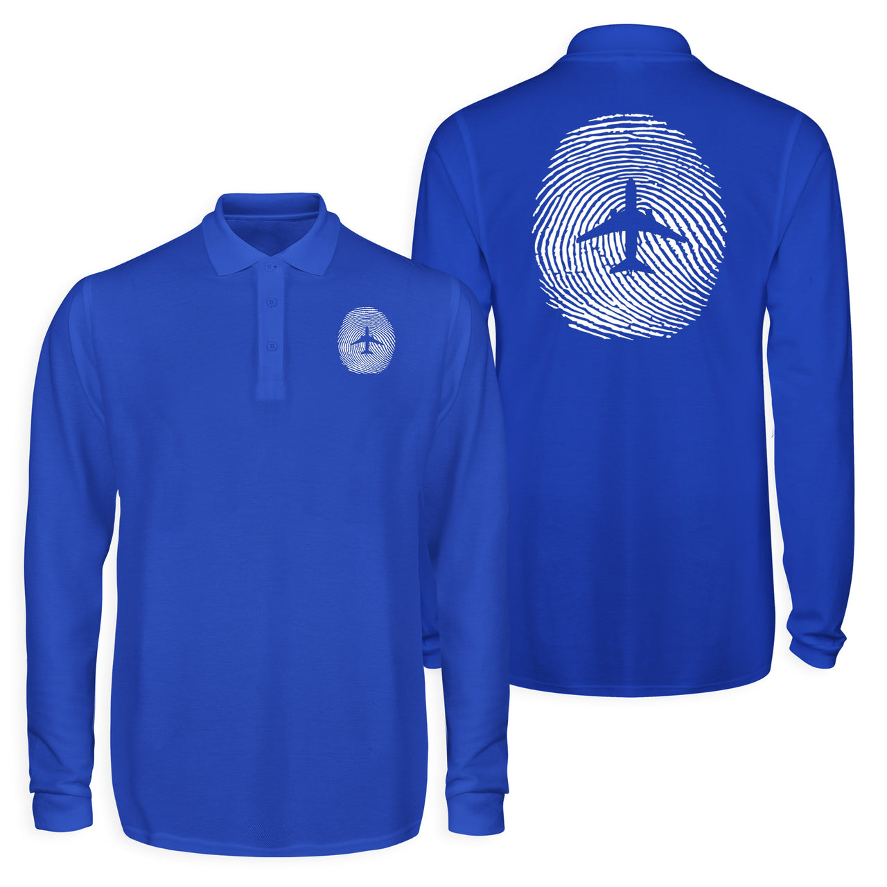 Aviation Finger Print Designed Long Sleeve Polo T-Shirts (Double-Side)