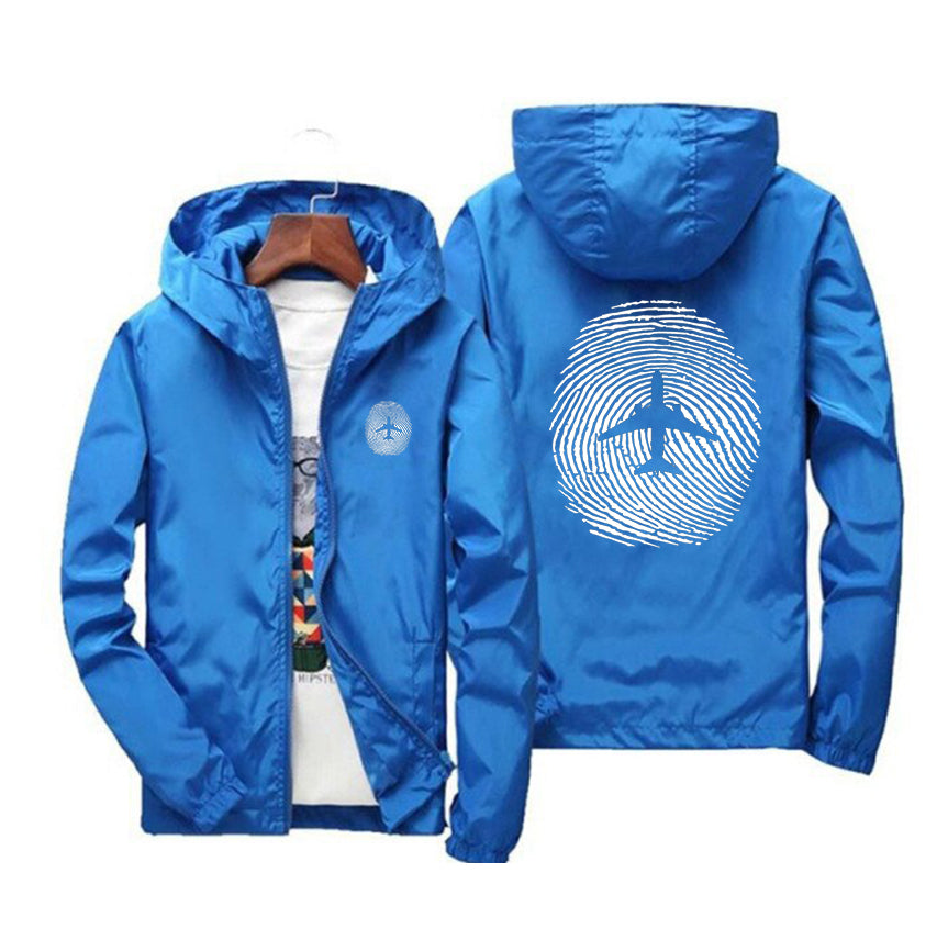 Aviation Finger Print Designed Windbreaker Jackets