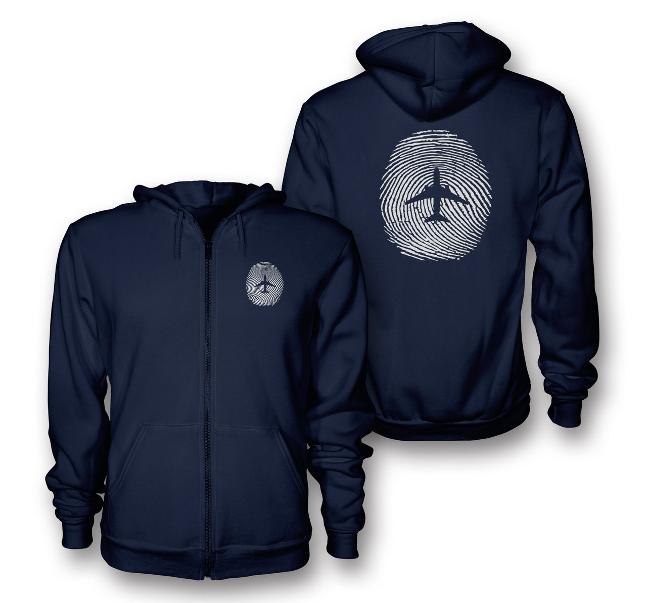 Aviation Finger Print Designed Zipped Hoodies