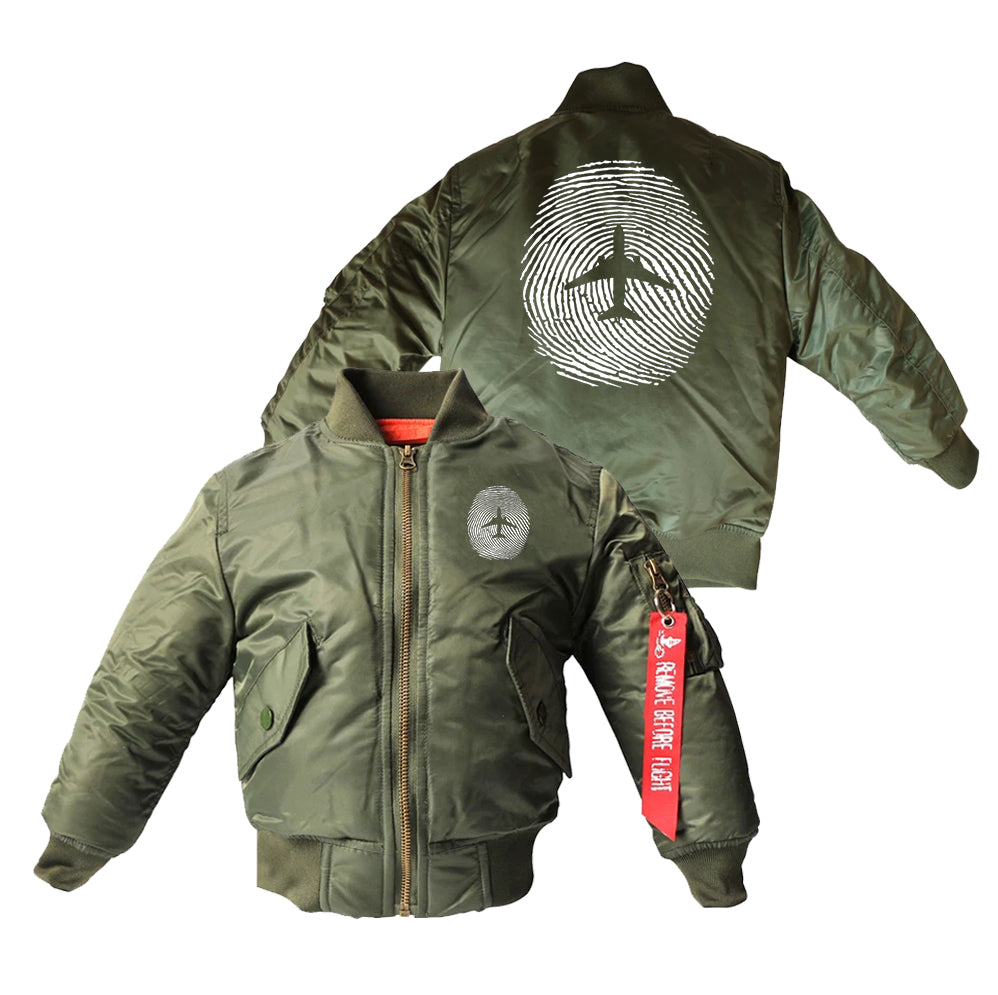 Aviation Finger Print Designed Children Bomber Jackets