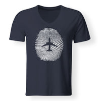 Thumbnail for Aviation Finger Print Designed V-Neck T-Shirts