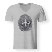 Thumbnail for Aviation Finger Print Designed V-Neck T-Shirts