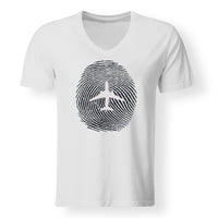 Thumbnail for Aviation Finger Print Designed V-Neck T-Shirts