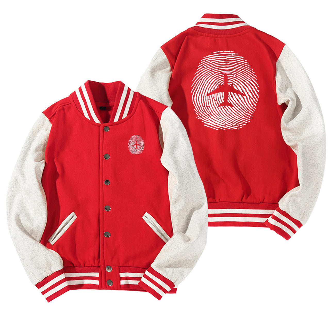 Aviation Finger Print Designed Baseball Style Jackets