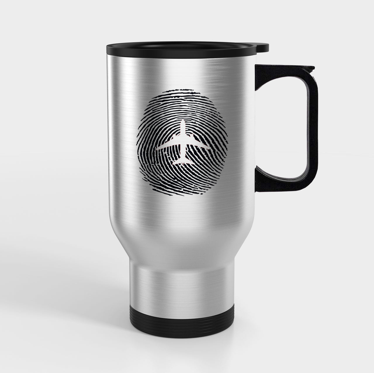 Aviation Finger Print Designed Travel Mugs (With Holder)