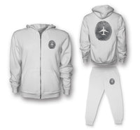 Thumbnail for Aviation Finger Print Designed Zipped Hoodies & Sweatpants Set