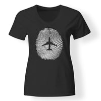 Thumbnail for Aviation Finger Print Designed V-Neck T-Shirts