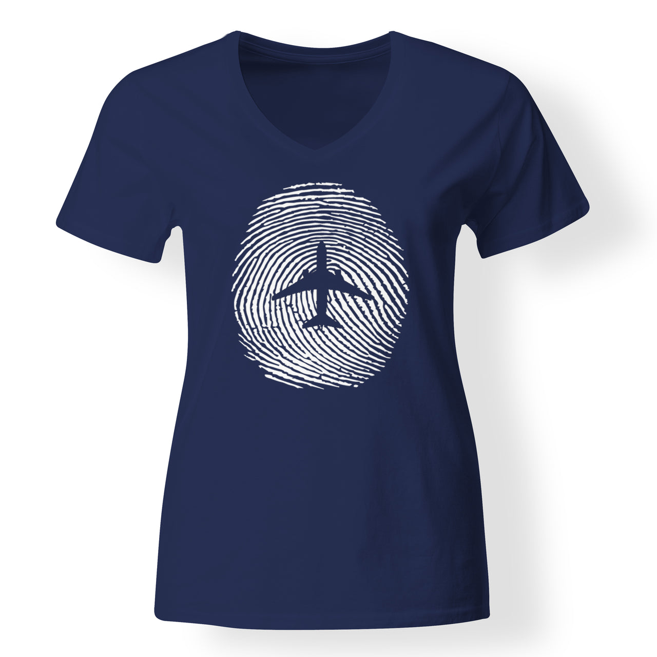 Aviation Finger Print Designed V-Neck T-Shirts