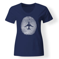 Thumbnail for Aviation Finger Print Designed V-Neck T-Shirts