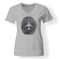 Thumbnail for Aviation Finger Print Designed V-Neck T-Shirts