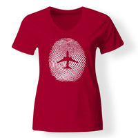 Thumbnail for Aviation Finger Print Designed V-Neck T-Shirts