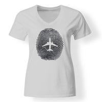 Thumbnail for Aviation Finger Print Designed V-Neck T-Shirts