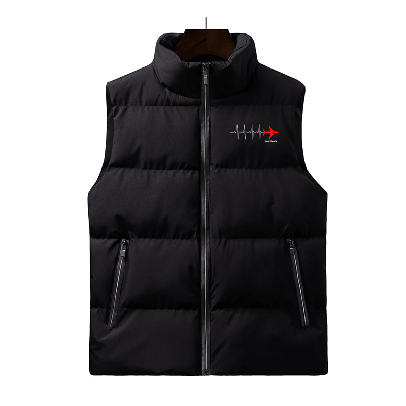Aviation Heartbeats Designed Puffy Vests