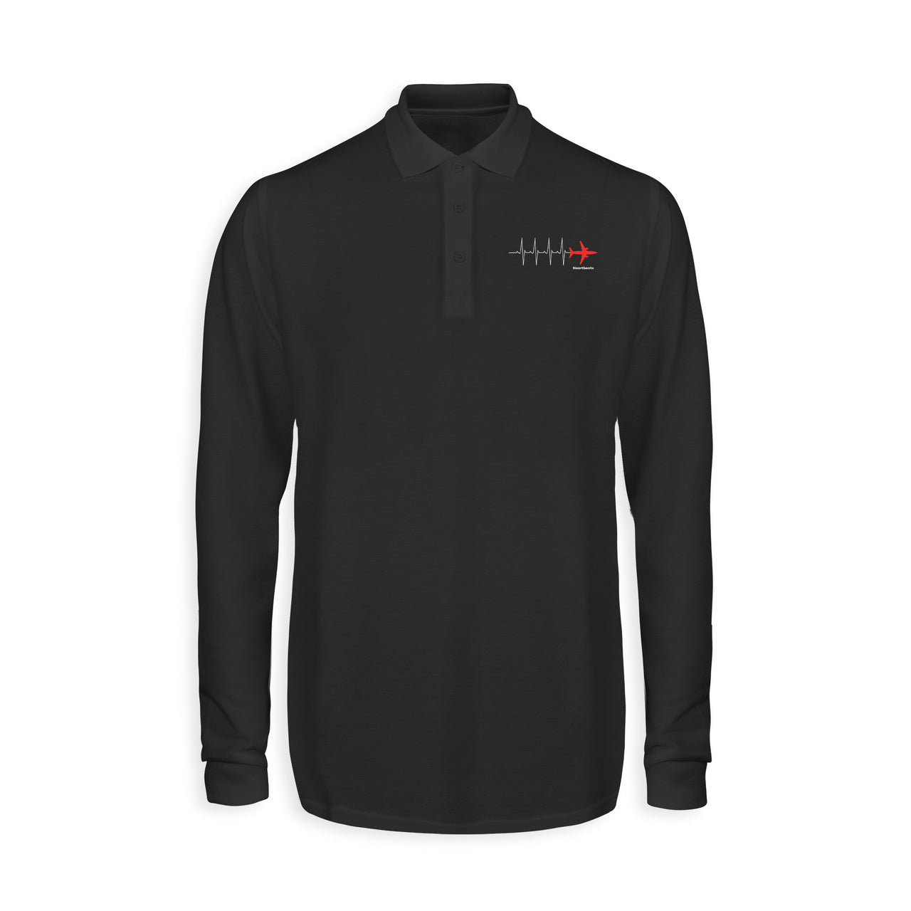 Aviation Heartbeats Designed Long Sleeve Polo T-Shirts