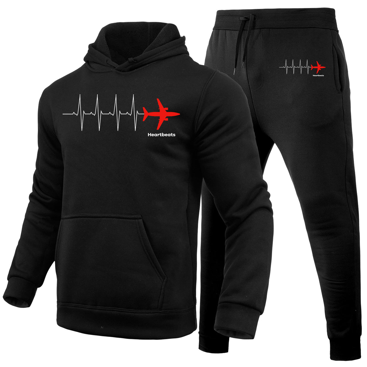 Aviation Heartbeats Designed Hoodies & Sweatpants Set