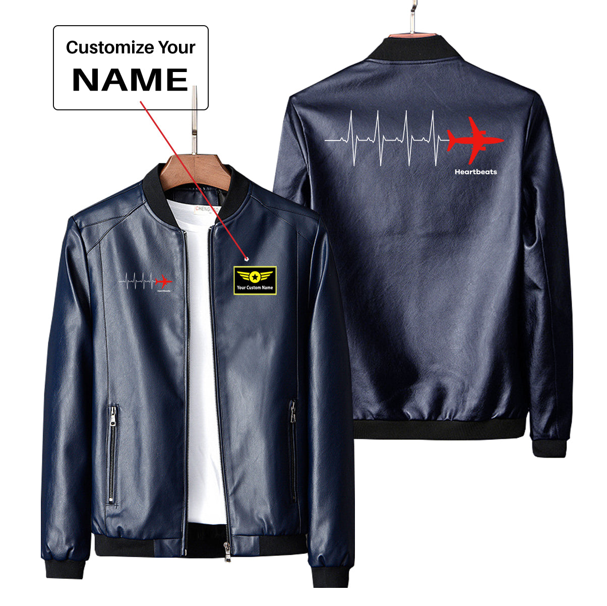 Aviation Heartbeats Designed PU Leather Jackets