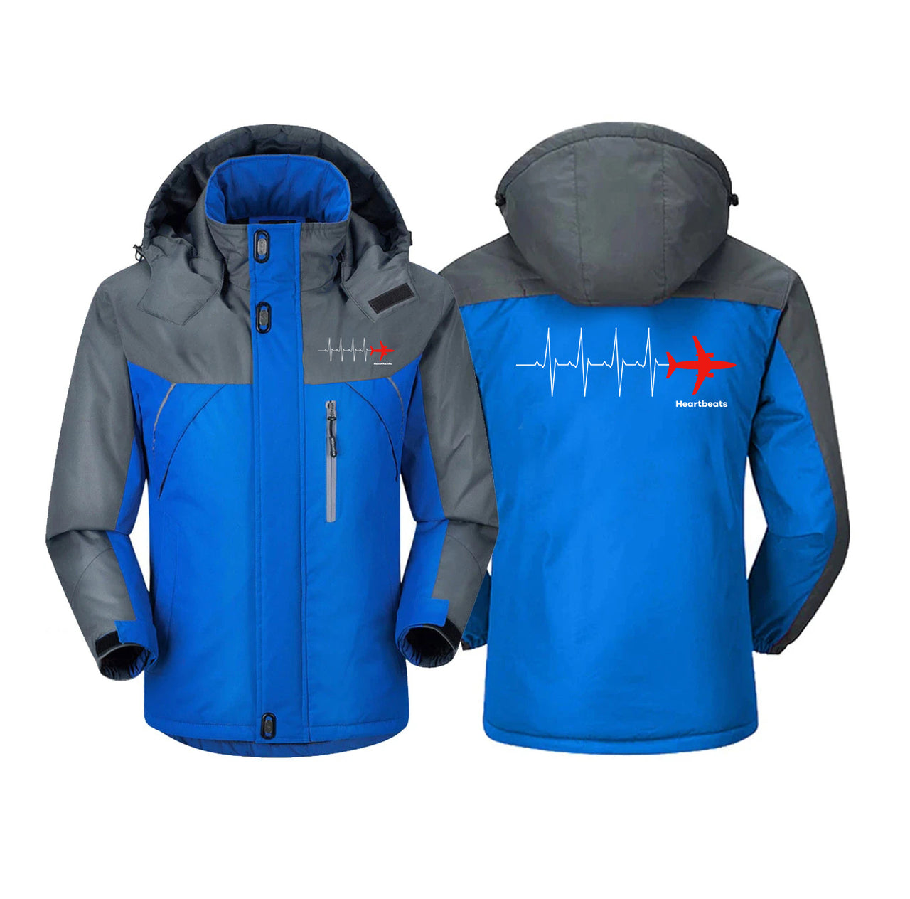 Aviation Heartbeats Designed Thick Winter Jackets