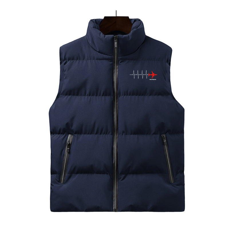 Aviation Heartbeats Designed Puffy Vests