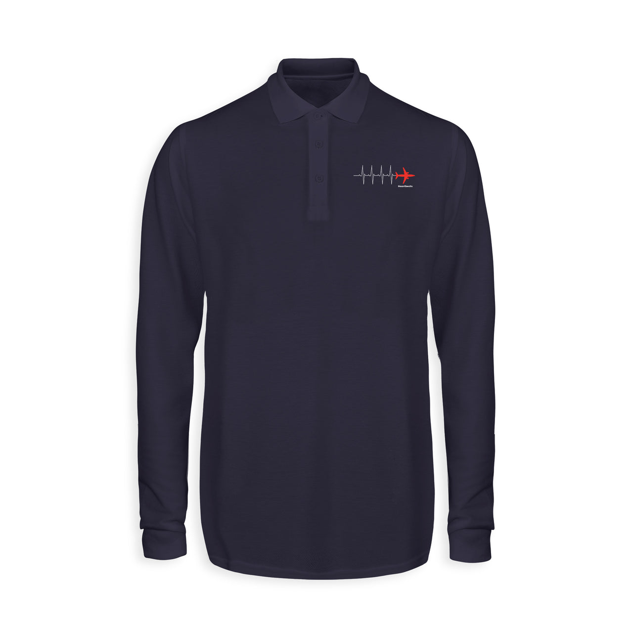 Aviation Heartbeats Designed Long Sleeve Polo T-Shirts