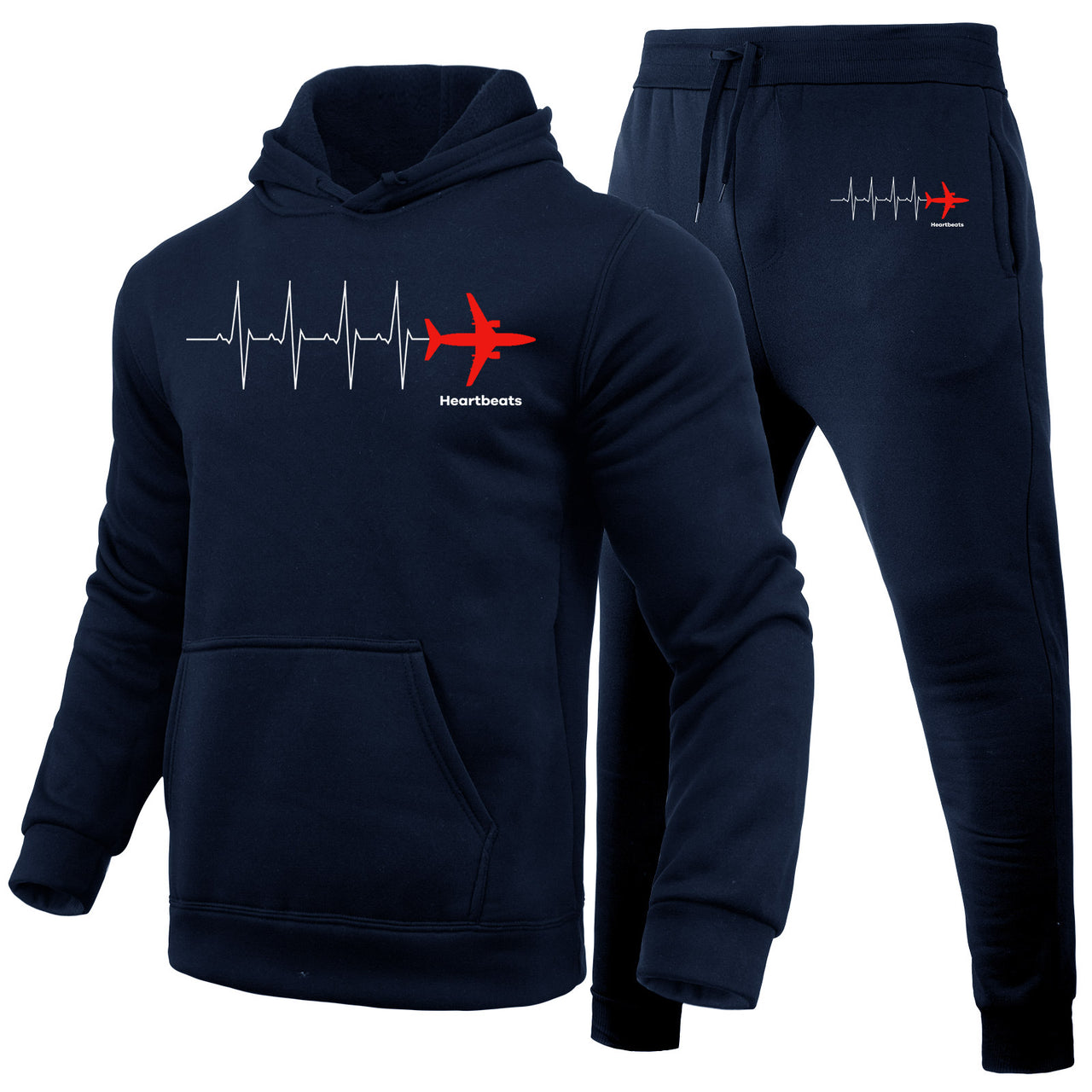 Aviation Heartbeats Designed Hoodies & Sweatpants Set