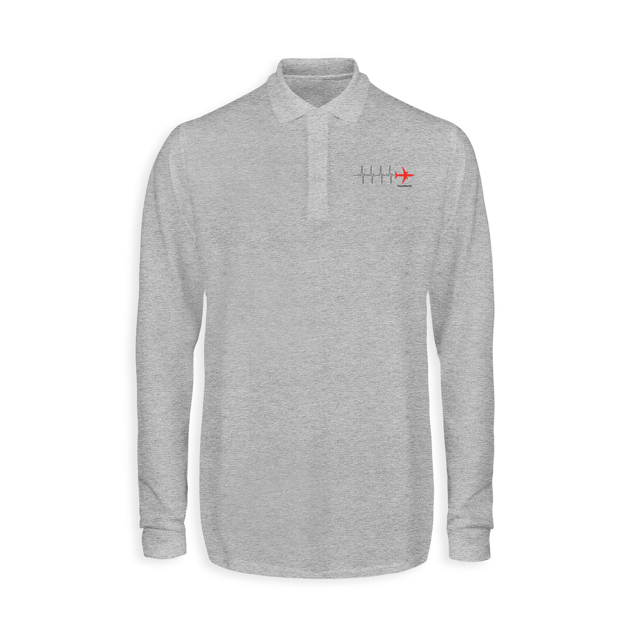 Aviation Heartbeats Designed Long Sleeve Polo T-Shirts