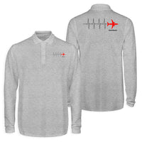 Thumbnail for Aviation Heartbeats Designed Long Sleeve Polo T-Shirts (Double-Side)