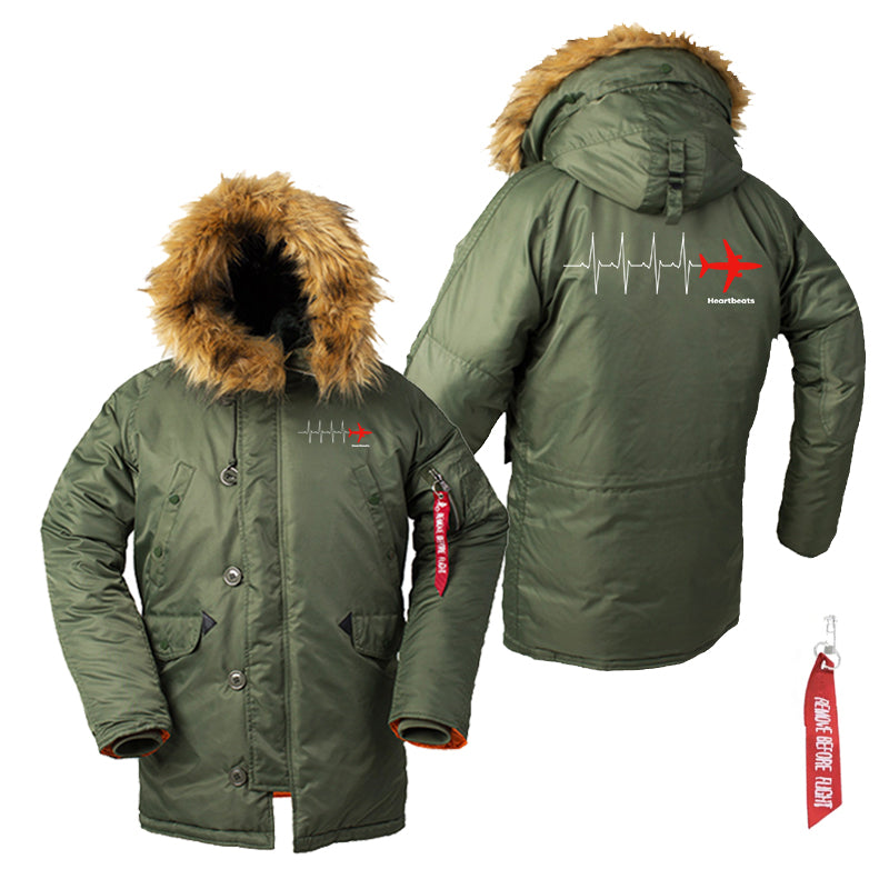 Aviation Heartbeats Designed Parka Bomber Jackets