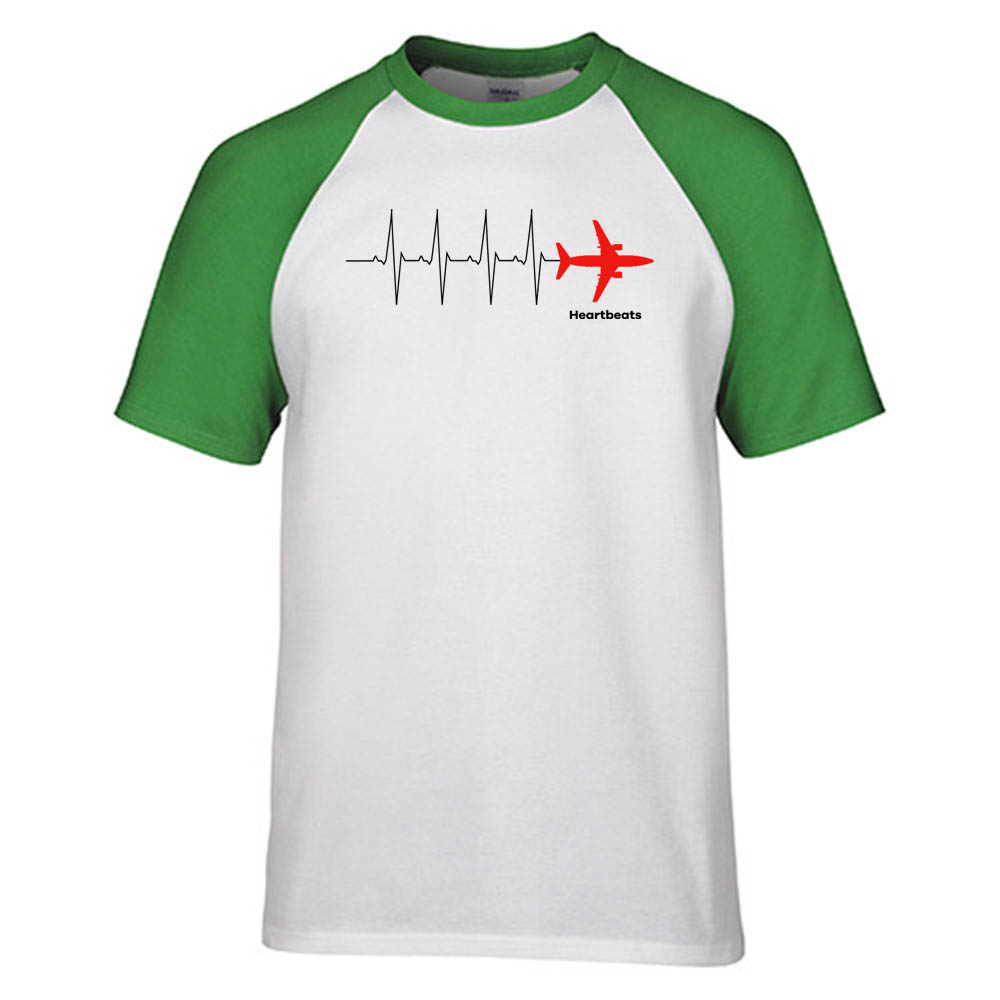 Aviation Heartbeats Designed Raglan T-Shirts