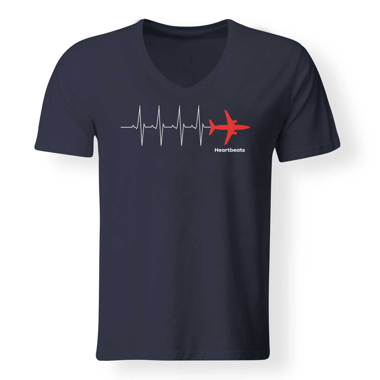 Aviation Heartbeats Designed V-Neck T-Shirts